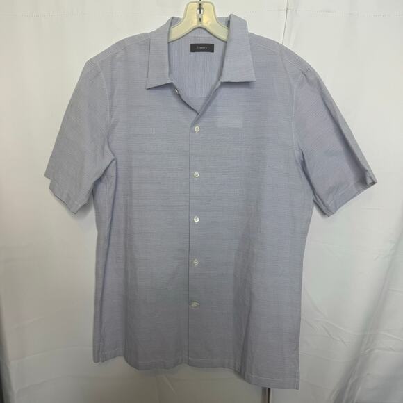 Theory Wyoming SS Breeze Multi Light Textured Cotton Shirt L NWT - Picture 1 of 6